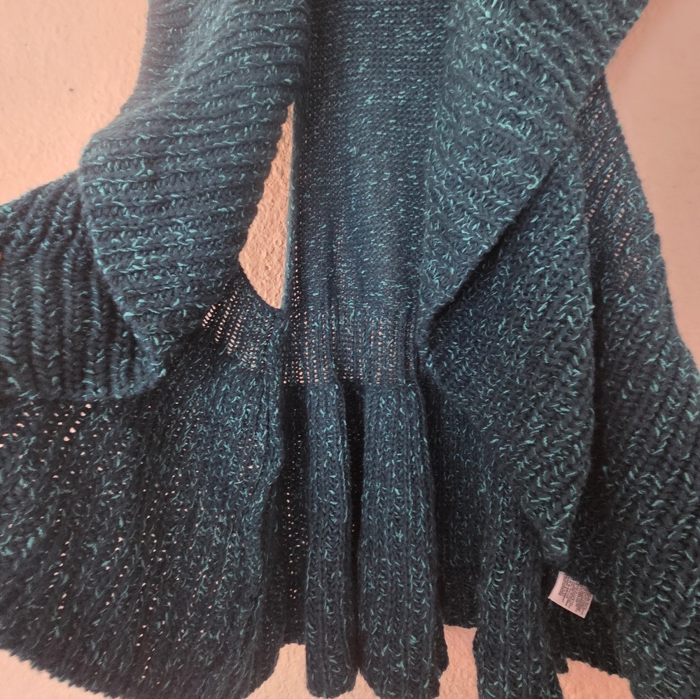 Ruby Rd. Deep Teal Knit Poncho - Picture 4 of 4